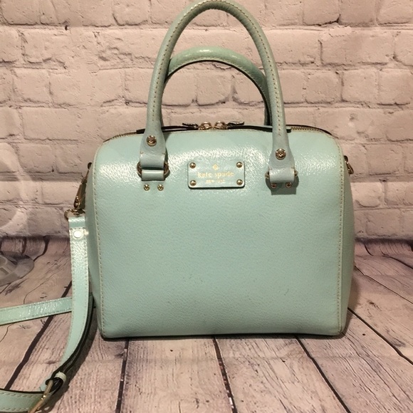 Kate Spade Tiffany Blue top handle bag with crossbody strap in rare color!
